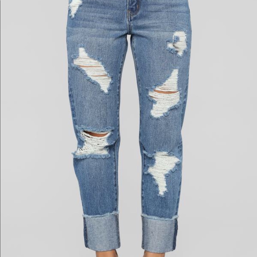 Shanel High Rise Boyfriend Jeans -Medium Blue Wash